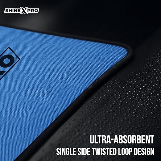 ShineXPro Microfiber Cleaning Cloth - 600 GSM Extra Large (60x40 cm) Microfiber Cloth for Car Cleaning - Ultra-Absorbent &amp; Scratchless Drying, Single Side Twisted Loop Car Cleaning Clothes (2 Pack)