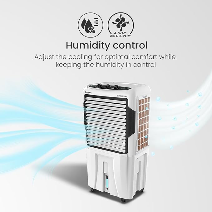 Crompton Optimus 100 Litres Desert Air Cooler for home | Large Easy Clean Ice Chamber | High Density Honeycomb Pads | Auto-Fill Drain | Everlast Pump | Humidity Control