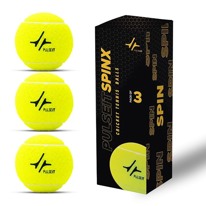 PulseIT Spin X Soft Tennis Cricket Ball -Set of 3 | Tennis Ball for Cricket Practice, Durable, High Bounce, Multi-Surface Compatibility | Ideal for Outdoor Tournament, Lawn Tennis Gully Cricket Match