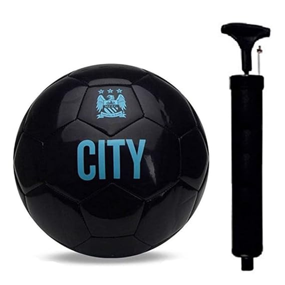 M ART Men-City-Black Football for All Ages Suited for The Grass Fields | PU | Suitable for Grass |Practice Ball | Soccer Ball | for Men/Women | Football Size - 5